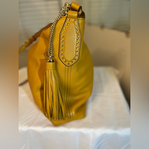 Michael Kors Large Leather Brooklyn Shoulder Bag in Yellow - Picture 7 of 12